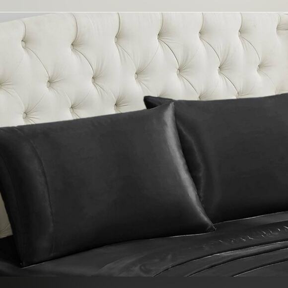 2 Pc Beautyrest STANDARD Satin Pillowcases BLACK Silky Therapeutic Hair Skin NEW - Picture 4 of 10